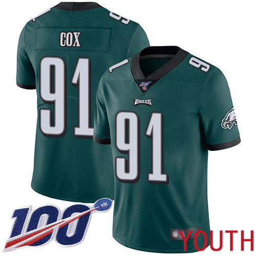 Youth Philadelphia Eagles #91 Fletcher Cox Midnight Green Team Color Vapor Untouchable NFL Jersey Limited Player 3